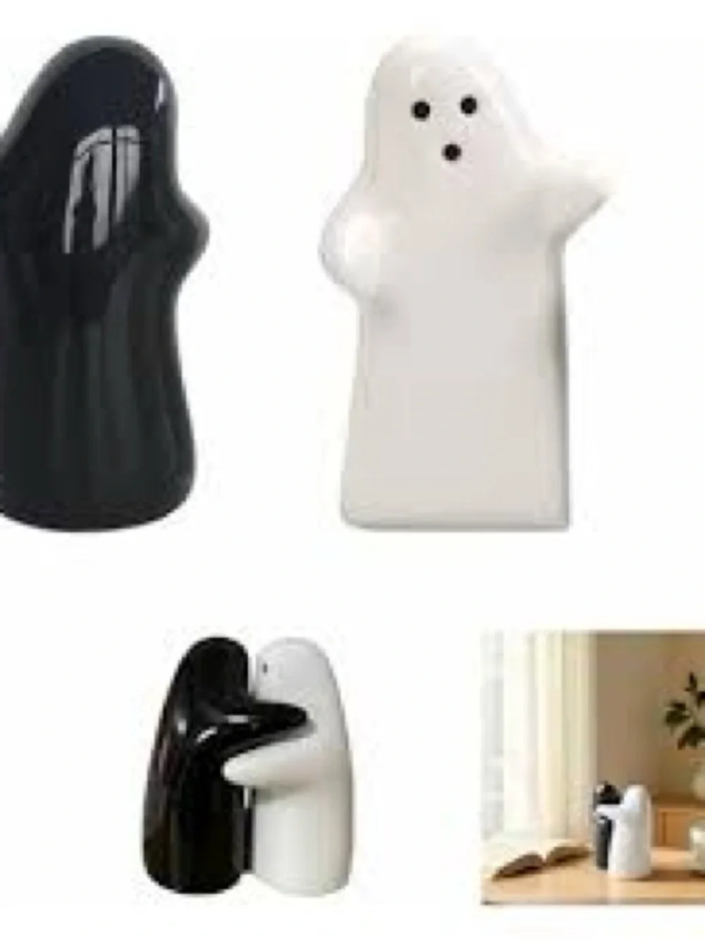 Ghost Hug Salt and Pepper Shakers - Black & White